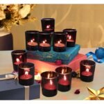 Pure Source India Glass Votive Tealight Candle Holder for Diwali, Birthday Gifts, Weeding, Party & Home Décor (Set of 12 pcs – Black)