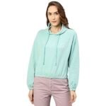 Hubberholme Women’s Winter Wear Cotton Blend Hooded Sweatshirt Pullover Hoodie (Sage Green)