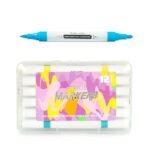 GLUN® Aclyric Double Head Markers, Water Based 12 Shades Colour Markers with 2 Different Tips, Work in Stones, Cloths, Glass, Wood & Paper, Pens for Card Making, Drawing, and DIY Art Crafts