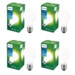 PHILIPS Full Glow Energy Saver Filament Glass E27 LED Bulb | 9-watt, 825 Lumen Full Glow Frosted Diffused LED Bulb, Cool Daylight, Pack of 4