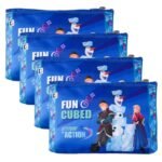 Kuber Industries Pack of 4 Pencil Pouch | Square Stationary Pouch | Pen-Pencil Box for Kids | School Geometry Pouch | Pencil Utility Bag | Zipper Pencil Organizer | Disney-Frozen | Blue