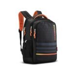 HARISSONS Simplify 28 L Casual Backpack for Men & Women | Front Pocket Access, 2 Bottle Pockets & Ventilated Back Panel with Fisio Fit Backstrap | Ideal for School, College & Travel (Black & Orange)