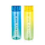 ATTRO Glitz 1000ml Dual Color Round Plastic Water Bottle Fridge Bottle – Wide Mouth, BPA-Free, Leakproof, Ideal for Gym, Office & Travel Set Of 2- Assorted