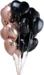 AMFIN (Pack of 5) 18 Inch Heart Foil Balloons – Rose Gold & Black