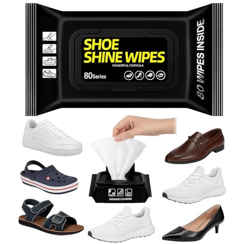 SHITHI Shoe Cleaning Wipes for All Shoes & Sneakers | Wet Shoe Cleaner Wipes for White Shoes, Leather, Sports & Canvas | Sneaker Cleaning Kit & Shoe Polish Care Wipes (80 Count)