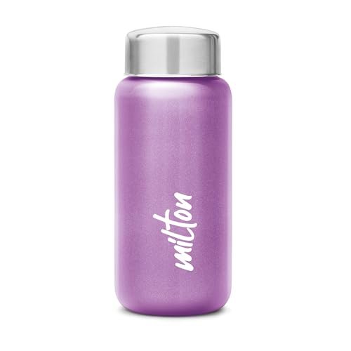 MILTON Aqua 500 Stainless Steel Water Bottle 500 ml, Single Walled, ISI Certified I Leak Proof Lid, Rust Proof I For School, Office, Gym I Purple