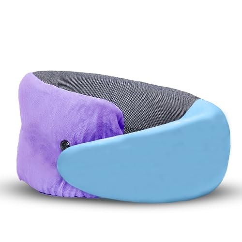 Billebon Memory Foam Neck Pillow with Cooling Gel, Snake Shape Travel Pillow with Snap Button, Neck Rest for Travelling & Flight Travel, Ergonomic Support for Comfort & Pain Relief (Black)