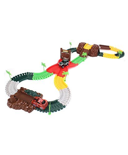 Max Trax Jungle Safari Track Set with Motorised Car, Multi Color (240 Pieces)