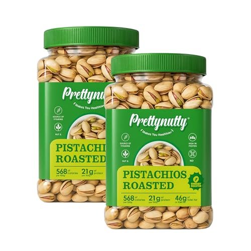 PrettyNutty Roasted Pistachios 1kg | Premium Salted Crunchy Dry Fruits | High Protein, Fiber & Vitamin Snack | Energy Booster (500g [Pack of 2])