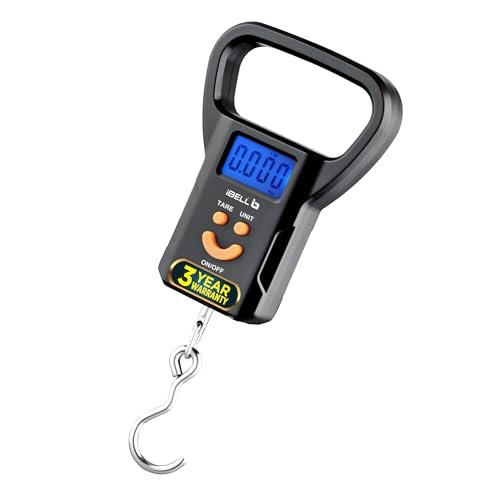 iBELL LS520M Luggage Weighing Scale, Portable, 50 KG, Hook Type with Digital LED Screen, Tare Function, Auto Power off, Data Look Function, Over Load & Low battery Indicator (Black)