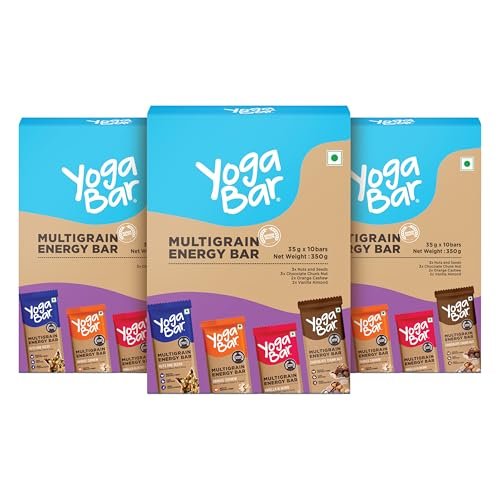 Yogabar Multigrain Energy Bars, 30 Bars | Healthy Diet with Fruits, Nuts, Oats and Millets | Gluten Free and High Protein Crunchy Granola Bars | Packed with Chia and Sunflower Seeds