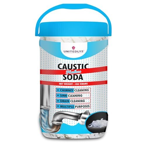 Unitedlys® Caustic Soda Drainage Block Remover 350G | Fast-Acting, Non-Toxic & Odorless Drain Cleaner Powder | Caustic Soda for Drain Cleaning | Sink & Pipe Drainage Cleaner