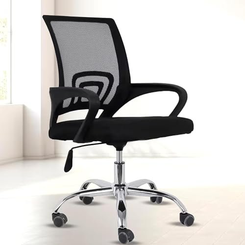 NORMAN JR, Ergonomic Desk Chair Mesh Computer Chair with Lumbar Support Armrest Executive Rolling Swivel Adjustable Mid Back Chair – Black Milange & Black Handle