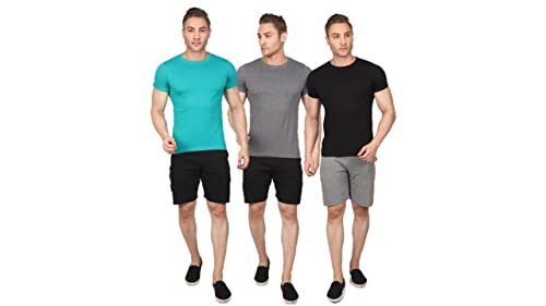 Chromozome Men Regular Fit Tee Os 10 ( Pack Of 3 ) S Charcoal- Green-Black