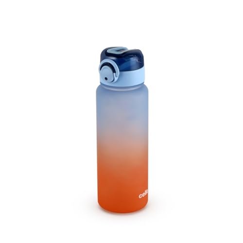 CELLO Buzz Large Sipper Water Bottle, 1160ml Sea Blue Orange | Leakproof, Easy to Carry, Lightweight | Gym Straw Water Bottle For Fitness, Office, School, Sports & Outdoor Hydration