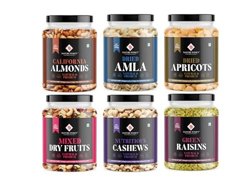 Nature Purify Dry fruits Combo 1.5 kg (Almond, Cashew, Apricot, Green Raisins, Amla & Mixed Nut)