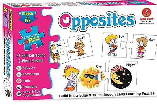 Educational Alphabets Match & fIx 27 Self Correcting 2 Piece Puzzle for Kids (Opposites)