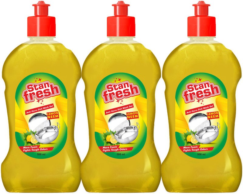 stanfresh Liquid Dish Wash Gel( Pack Of 3) Dish Cleaning Gel(Lemon, 3 x 0.5 L)