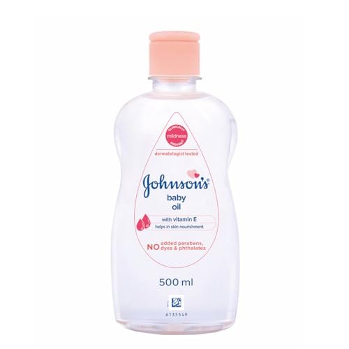 Johnson’s Non-Sticky Baby Oil with Vitamin E for Easy Spread and Massage (Clear, 500ml)