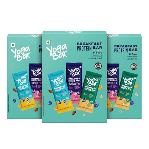 Yogabar Breakfast Protein Bars, 18 Assorted Bars | High Protein All in One | No Preservatives – No Artificial Flavours | Meal Replacement Bar