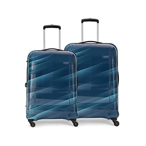 Aristocrat Force (55 cm+76 cm) Acrylonitrile Butadiene Styrene(Abs) Pack of 2(Cabin+Large) 4 Spinner Wheels Hardsided Scuba Blue Suitcase Sets | 7-Year Warranty