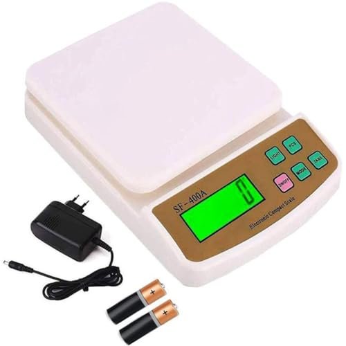 ACU-CHECK Digital Kitchen Weighing Scale for Shop and Home Electronic Weight Machine with Adapter LCD Display Screen Scale For Kitchen Scales, Vegetable Shop – SF-400A 1g x 10kg – (White)