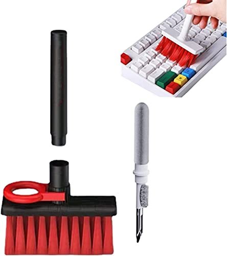STRIFF 5-in-1 Cleaning Soft Brush Keyboard Cleaner, Multi-Function Computer Tools Kit Corner Gap Duster Key-Cap Puller for Bluetooth Earphones, Laptop Air-pods & Pro Camera Lens (Random Colour)