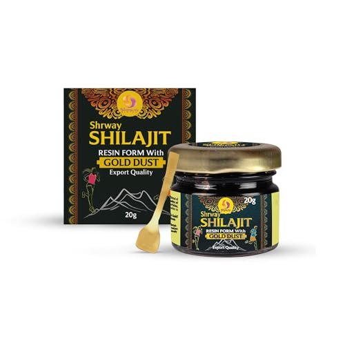 Shrway Biotec Shilajit Gold Resin 20g | 500mg/Serving Ayurvedic Shilajeet For Energy Booster, Increase Stamina, Muscle Growth | Infused with Swarna Bhasma | Supports Healthy Testosterone Level
