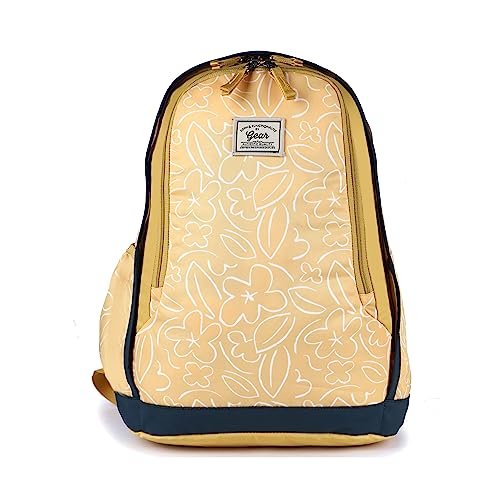 Gear Triumph Floral 32 L Water Resistant 3 Compartment Backpack with Rain Cover/School Bag/College Bag/Daypack/Casual Backack for Girls/Women (Yellow-Teal)