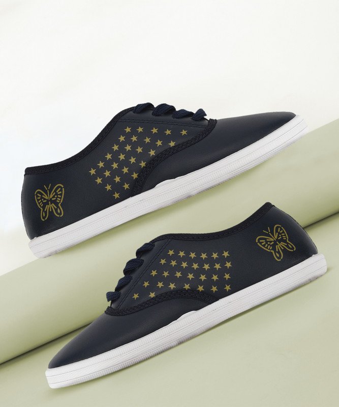 Miss & Chief Girls Lace Sneakers(Dark Blue, 16 Years & Above)