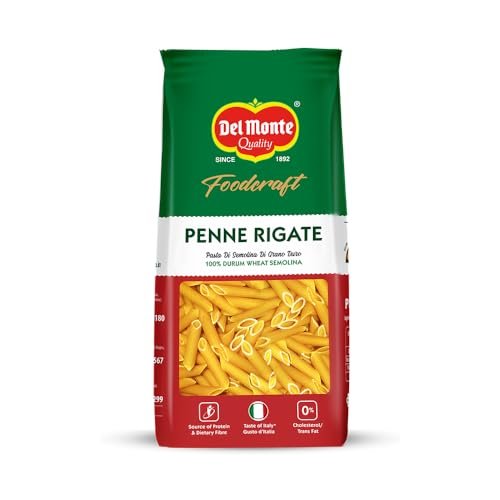 Del Monte Foodcraft Penne Pasta 1Kg | 100% Durum Wheat/Semolina/Sooji Healthy Pasta | No Maida | Authentic Italian Taste | High Protein & Fibre | 100% Vegetarian, 0% Trans Fat