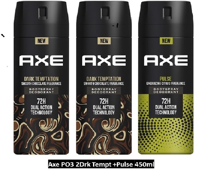 AXE two pack of Dark Temptation 150 ml and one Pulse 150 ml Deodorant(3 Items in the set)