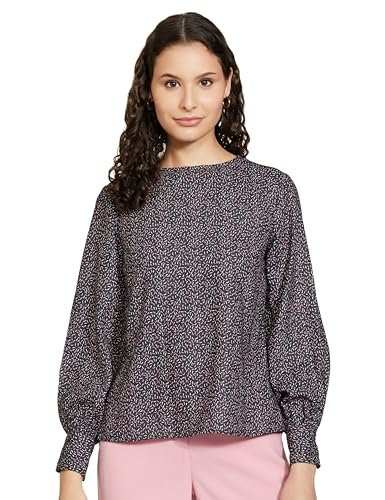 Amazon Brand – Symbol Women Polyester Regular Fit Blouse (SYM-AW22WTOP-512_Jet Black, Small)