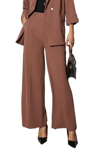 barcino Brown Front Dart Textured Palazzo Pants