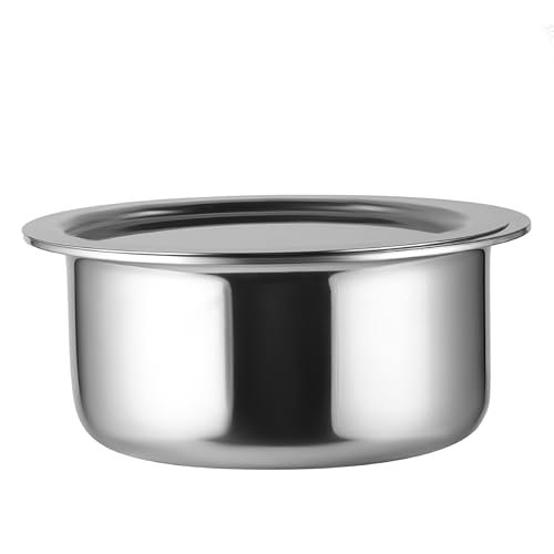 Cello Tri-Ply 14 cm Stainless Steel Cookware Tope with Lid 1 LTR | Tri-Ply Bottom Tope with SS Lid | Induction and Gas Stove Friendly | Dishwasher Safe | Silver