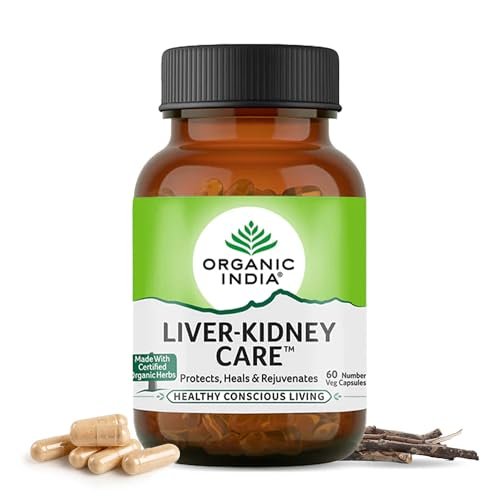 A TATA Product – Organic India Liver Kidney Care – 60 Veg Capsules, Helps Support Liver & Kidney Health, Boosts Overall Energy & Immunity, GMP & NPOP Certified Organic