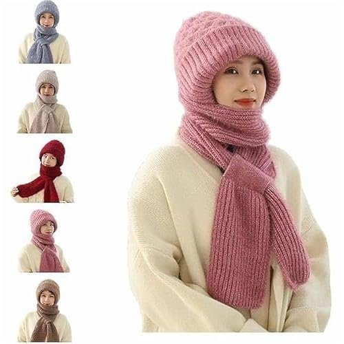Vrushank Multicolor Winter Warm Knitted Hat with Ear Protection, Windproof Cap & Scarf – Conjoined Scarf Neck for Cold Weather, Soft & Comfortable (Multicolor)