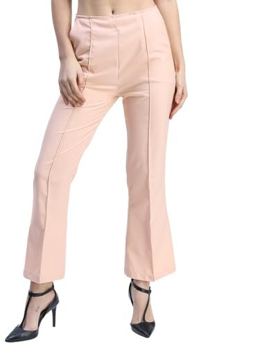 Tokyo Talkies Women Pink Flared Low-Rise Trousers | Women Trousers