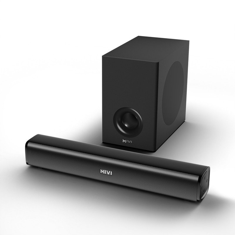 Mivi Fort Sonic X80 Soundbar, 2.1 Channel, Multi-Input & EQ Modes, BT v5.3 90 W Bluetooth Home Audio Speaker(Black, Grey, 2.1 Channel)