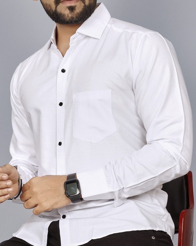NIVICK Men Solid Formal White Shirt