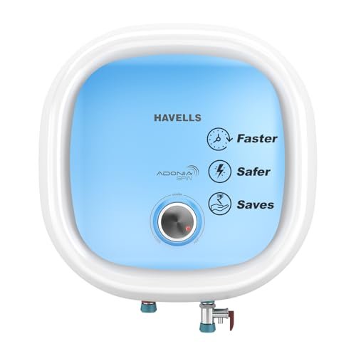 Havells All New Adonia Spin 10L 5 Star Storage Water Heater(Geyser)|Faster Heating|Safe to use|Saves electricity|Feroglas Coated Anti Rust Tank| Temp. setting knob|7 Yr. Tank Warranty| Made In India