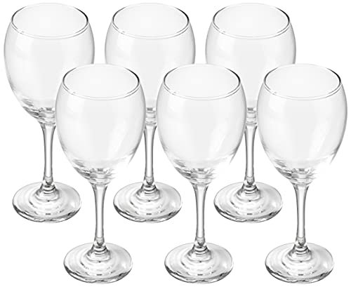Amazon Brand – Solimo Wine Glass Set, 325ml, Set of 6, Transparent