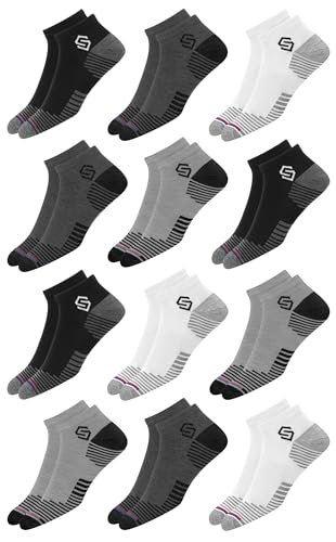 SWAGR 12 Pairs Sports Cotton Ankle Length Socks for Men, Pack of 12., Assorted