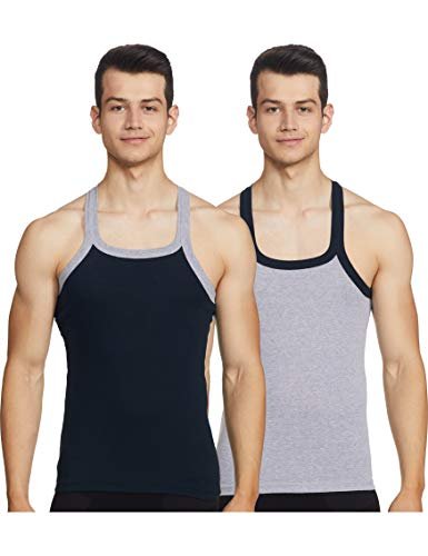 Dixcy Scott-Men-Innerwear-(category)-Vest-(Style ID)-K1-PR47687-(Color)-GREY MELANGE,NAVY-Pack of2-(Size)L