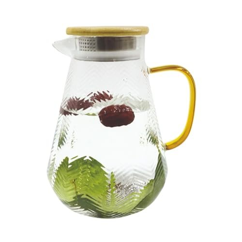 Signoraware BoroFlow Borosilicate Glass Jug with Bamboo Lid | Heat Resistant | Elegant Airtight Bamboo Lid for Natural Look | Ideal for Water, Juice, Detox & Infused Beverages (1.6 Ltr | Clear)