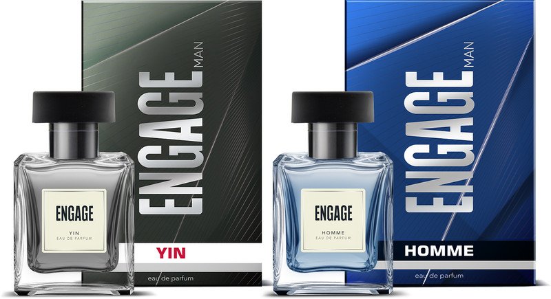Engage Yin + Homme EDP Combo for Men 50ml x2, Skin Friendly Eau de Parfum Eau de Parfum  –  100 ml(For Men)