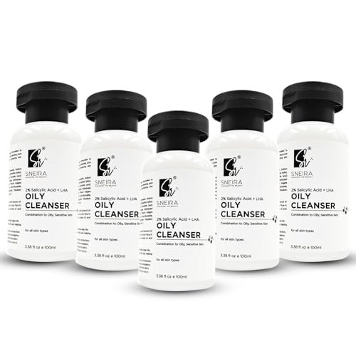 SNEIRA Oily Cleanser 100ml (pack of 5) with 5% Wheat Protein, Hyaluronic Acid, Niacinamide, Vitamin B5 & Bisabolol | Nourishing Formula for Hydrated, Smooth Skin|Cleansers For All Skin-type.