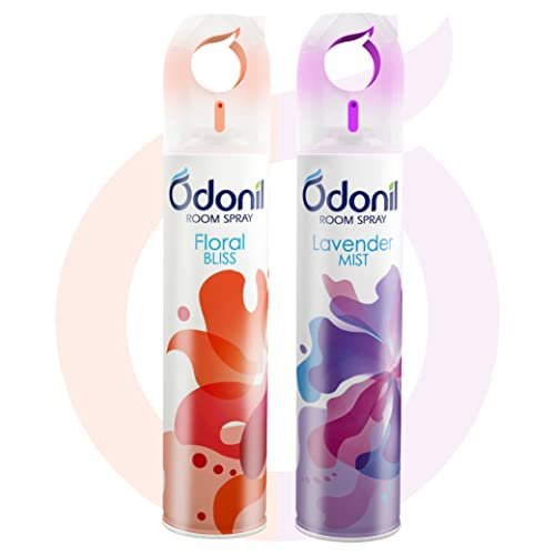 Odonil Room Air Freshener Spray – 440ml Combo (Pack of 2, 220ml each) | Floral Bliss & Lavender Mist | Nature Inspired Fragrance | Long Lasting Fragrance | For Bathroom, Toilet, Home & Office