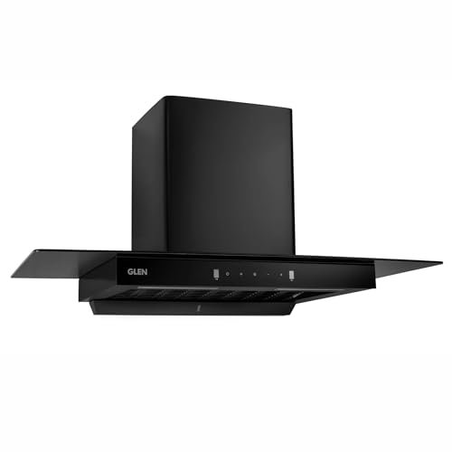 Glen 90 cm 1200 m³/hr Filterless Thermal Autoclean Kitchen Chimney, T-Shaped |(Hood Selana 90,Touch & Gesture Control,Black)