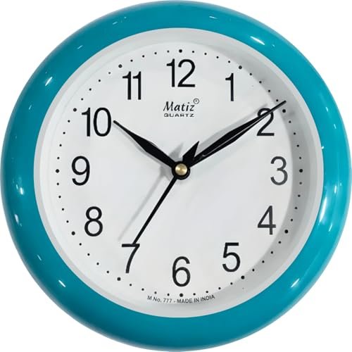 Matiz Analog 30 cm X 30 cm Wall Clock | Brown | with Glass | Standard| 777 Sky Blue
